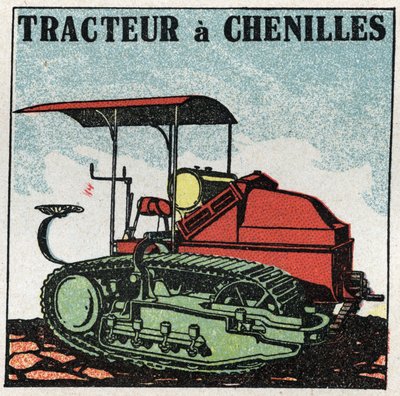 Mechanical traction: tracked tractor. Anonymous illustration of 1925. Private collection. av Anonymous Anonymous