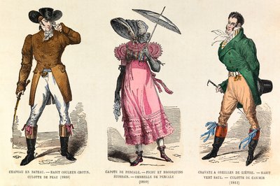 Herre- og damekostymer mellom 1810 og 1812 i Paris (keiser Napoleon I) - privat samling av Anonymous Anonymous