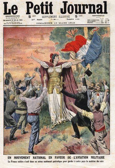 National Movement for Military Aviation: hele Frankrike forenes i en lignende patriotisk følelse for å holde landet vårt i kontroll over luften. Gravering i "" Le Petite Journal"", 10.03.1912. Privat samling. av Anonymous Anonymous