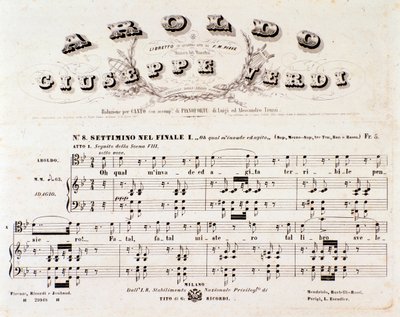 Side med partituret til Aroldo-operaen av Giuseppe Verdi av Anonymous Anonymous