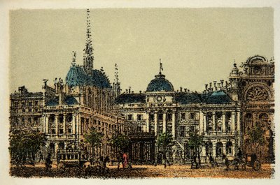 Paris i 1874: Justispalasset og Sainte Chapelle, privat samling av Anonymous Anonymous