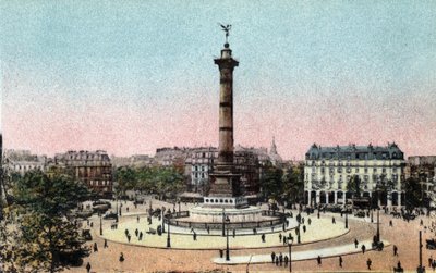 Paris: utsikt over julisøylen på Place de la Bastille. Fotografi av 1920 i "" Artistic Album "" av byen Paris. Privat samling. av Anonymous Anonymous