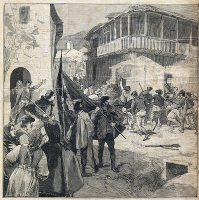 Bøndernes opprør på Sicilia. Gravering i "" Le Petit Parisien"" 31.12.1893. av Anonymous Anonymous