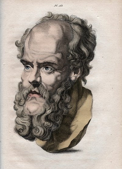 Physiognomy - Physiognomony - the Greek philosopher Socrates (ca. 469 BC-399 BC) (Bust of Socrates (ca 469 BC-399 BC), Athenian philosopher) engraving of 1808 in “The art of knowing men through physiognomy”” by Johann Gaspar (Gaspard) Lavater (1841-1801) - av Anonymous Anonymous