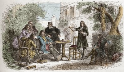 Pierre Corneille (1606-1684) - Corneille leser for Louis XIV - gravering fra "" Frankrikes historie fortalt til mine barnebarn""" - av Francois Guizot - 1872-1876 av Anonymous Anonymous