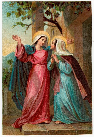 Fromme bilde: The Visitation of Mary to Elizabeth (kromolitografi) av Anonymous Anonymous