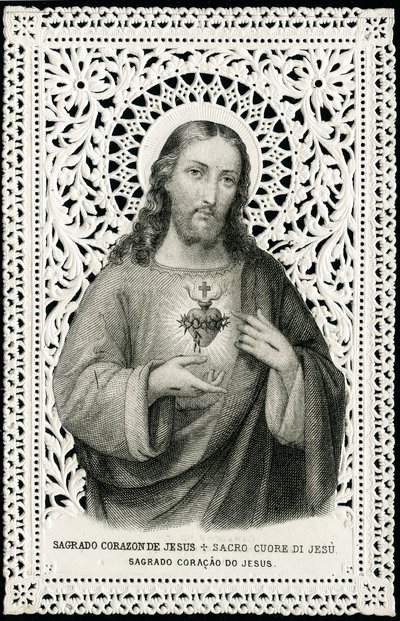 Fromt bilde: Jesus med hellig hjerte (gravering) av Anonymous Anonymous