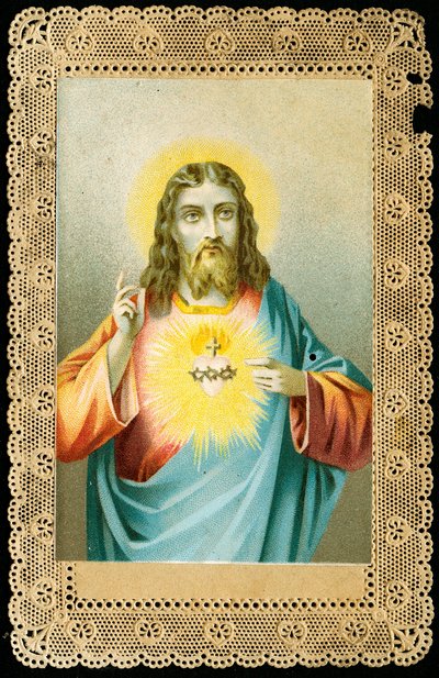 Fromt bilde: Jesus med hellig hjerte (kromolitografi) av Anonymous Anonymous