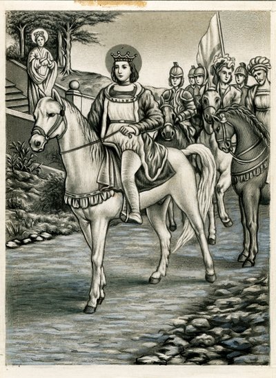 Fromt bilde: King St Louis under korstoget (trykk) av Anonymous Anonymous