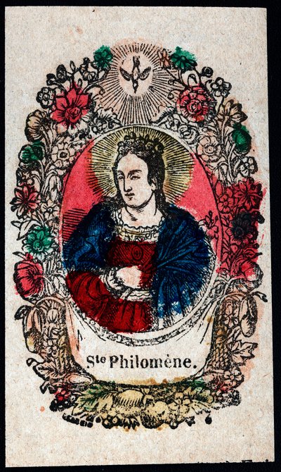 Fromt bilde: Saint Philomene. Gravering av 1800-tallets privatsamling av Anonymous Anonymous