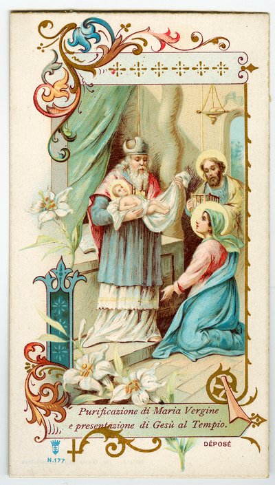 Fromt bilde: presentasjon av Jesus til templet (kromolitografi) av Anonymous Anonymous