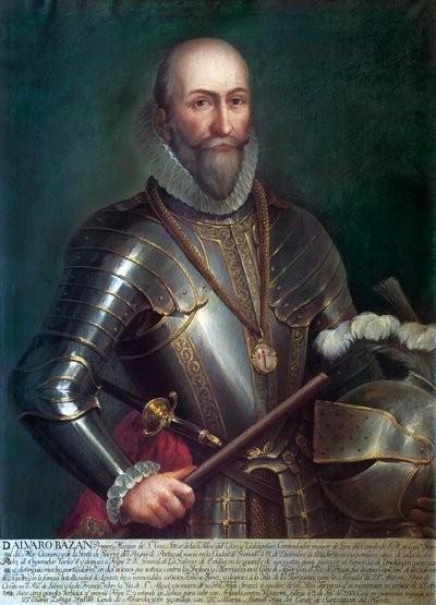 Portrett av Alvaro de Bazan y Guzman, første markis av Santa Cruz (1526-1588), spansk admiral og navigatør. Anonymt maleri, olje på lerret. av Anonymous Anonymous