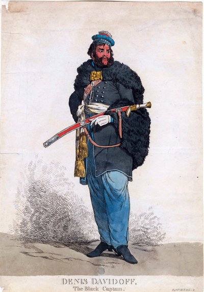 ""Portrett av Denis Davydov (Davidoff) (1784-1839)"" Anonym gravering 1813 Dim 32,7x23 cm Privat samling av Anonymous Anonymous