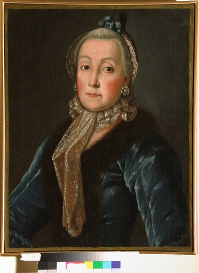 Portrett av grevinne Anna Danilova Trubetskaya (1710-1780), født Drutskaya Sokolinskaya - Anonymt maleri, olje på lerret (60x46,5 cm), andre halvdel av 1700-tallet - (Portrett av grevinne Anna Danilovna Trubetskaya, født Drutskaya-Sokolinskaya, Oil av Anonymous Anonymous