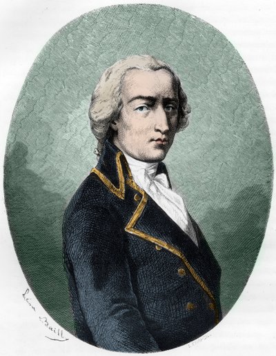 Portrett av ARMAND LOUIS av GONTAUT BIRON, DUC DE LAUZUN, fransk soldat - Portrett av Armand-Louis de Gontaut Biron, hertugen av Lauzun (Biron-Lauzun) (1758-1793) - Gravering av 1863 i "Le Livre Rouge - Histoire De L