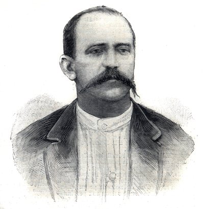 Portrett av Albert Nebout, fransk oppdagelsesreisende i Afrika. Gravering i "" Le Peute Parisien"" av Anonymous Anonymous