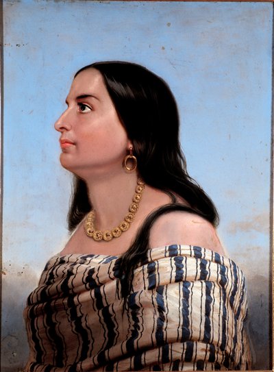 Portrett av Anita Garibaldi (1821-1849), kone til Giuseppe Garibaldi anonymt maleri. Privat samling av Anonymous Anonymous