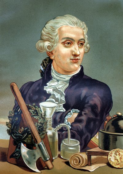 Portrett av Antoine Laurent de Lavoisier (1743 - 1794), fransk kjemiker. etter «Science and its Men» av Louis Figuier. Barcelona 1881. av Anonymous Anonymous