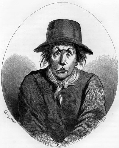 Portrett av Antoine Simon (1736-1794) mesterskomaker og fransk revolusjonær vokter av Louis XVII ved tempelet i 1793 - Gravering av 1863 i "Den røde boken - Histoire De L