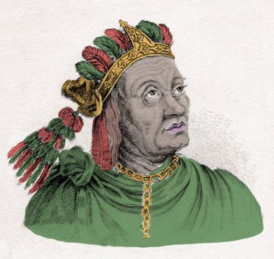 Portrett av Atahualpa (1502-1533), siste keiser av Inkariket. Gravering av 1800-tallet. Milanese av Anonymous Anonymous