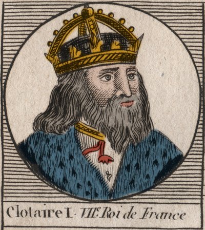 Portrett av Clothaire I (497 - 561), konge av Neustria og konge av frankerne - Clothar I, konge av frankerne - gravering fra "Instruction sur l
