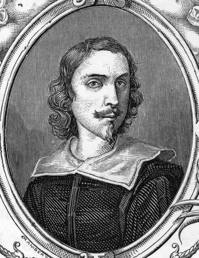 Portrett av Francesco Albani (1578-1660) sa den albanske, italienske maleren. 1859 gravering i "" galleriene i Europa - Italia"" av Armandaud. Privat samling. av Anonymous Anonymous
