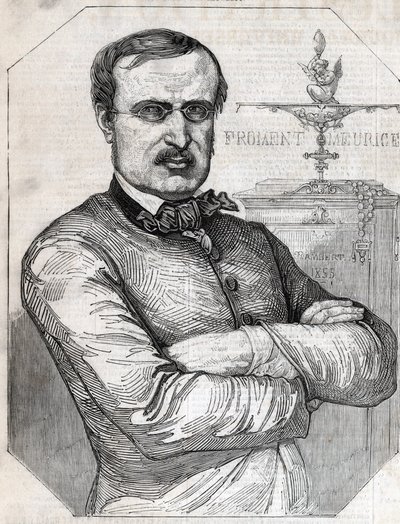 Portrett av Francois-Desire Froment-Meurice (Francois Desire Froment Meurice) (1802-1855) Fransk gullfisk. Gravering fra 1855. Privat samling. av Anonymous Anonymous