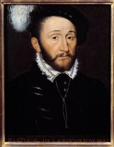 Portrett av Francois III de la Rochefoucauld, guvernør i Champagne (d. 1572) Anonymt maleri. Det 16. århundre. Søn 0,33x0,23 m av Anonymous Anonymous