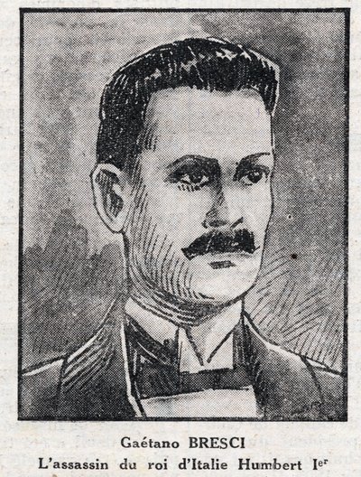 Portrait of Gaetano Bresci (1869-1901), Italian anarchist who murdered King Humbert 1st (Umberto I av Anonymous Anonymous