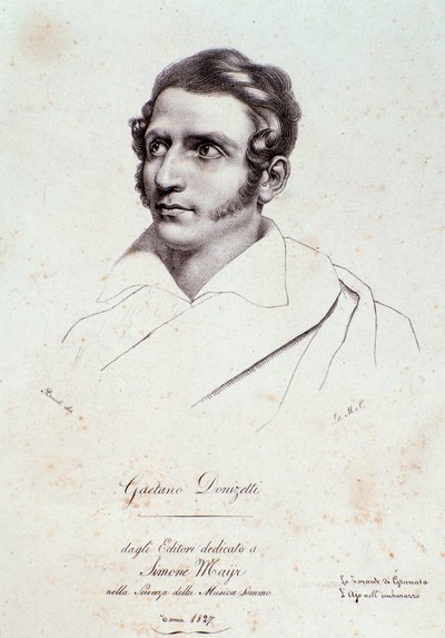 Portrett av Gaetano Donizetti (gravering av Anonymous Anonymous