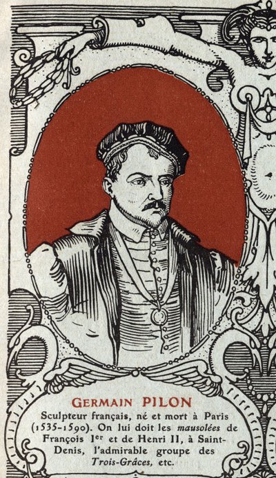 Portrett av Germain Pilon (1535-1590), fransk billedhugger. Gravering fra 1914. Privat samling. av Anonymous Anonymous