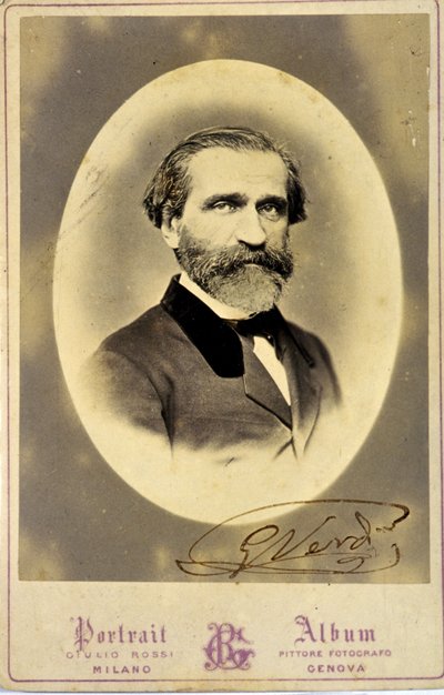 Portrett av Giuseppe Verdi (1813-1901), italiensk komponist. ca 1850.Privat samling.Milan av Anonymous Anonymous