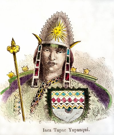 Portrett av inka-keiseren Tupac Yupanqui (regnant fra 1471-1493). Gravering fra 1800-tallet Privat samling av Anonymous Anonymous