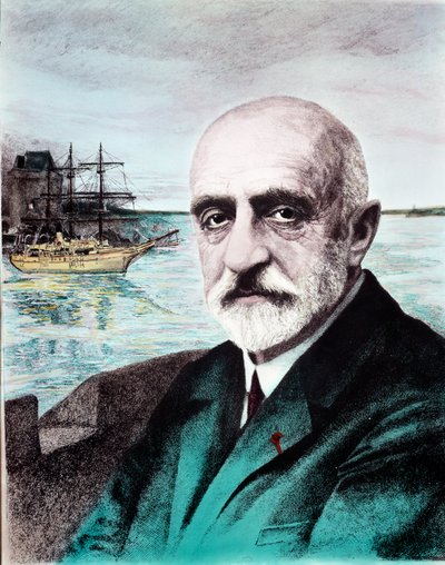 Portrett av Jean Baptiste Charcot (1867-1936), lege, utforsker av polarsonene. Privat samling fra 1900-tallet av Anonymous Anonymous