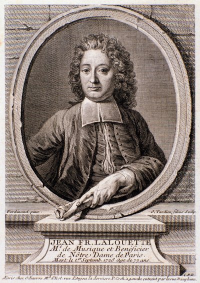 Portrett av Jean Francois Lalouette (1651-1728) engelsk komponist og regissør Gravering. 18. århundre. Milanesisk privatsamling av Anonymous Anonymous