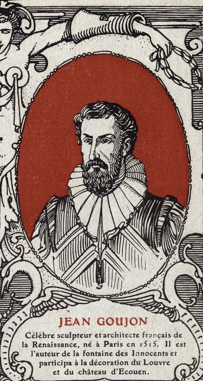 Portrett av Jean Goujon (1510-1567), fransk billedhugger og arkitekt. Gravering fra 1914. Privat samling. av Anonymous Anonymous