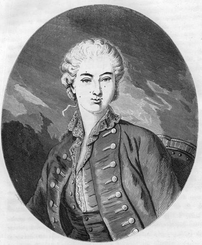 Portrett av Jeanne Becu, grevinne (eller madame) du Barry (1743-1793), siste elskerinne til Louis XV - Gravering fra 1863 i "" Le Livre Rouge - Histoire De L