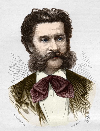 Portrett av Johann II Strauss jr. (1825-1899), østerriksk musiker. av Anonymous Anonymous