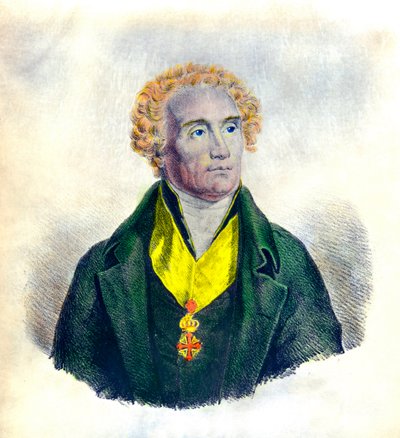 Portrett av Joseph De Maistre (1753-1821) politiker, filosof, sorenskriver og historiker (med insigniene til de hellige Maurice og Lazarus orden), Privee Collection av Anonymous Anonymous