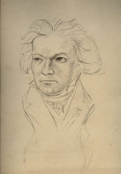 Portrait of Ludwig van Beethoven (1770-1827) German composer - anonymous drawing from the beginning of the 20th century - Private collection - av Anonymous Anonymous