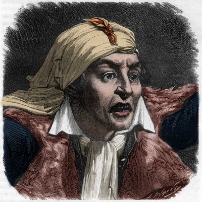 Portrett av Marat (1743-1793) - portrett av Jean-Paul (Jean Paul) Marat (1743-1793) politiker, fransk journalist - Gravering i "Histoire des Girondins" av Alphonse de Lamartine (1790-1869) 1865-1866 - Privat samling av Anonymous Anonymous