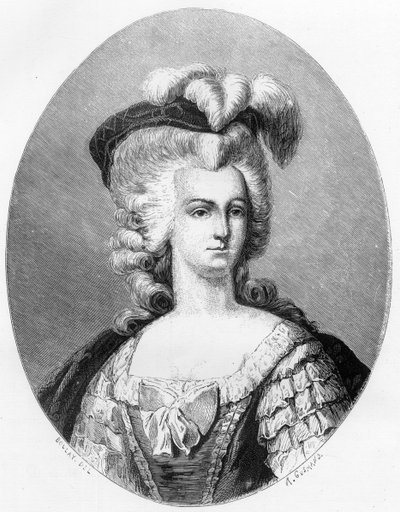 Portrett av Marie Antoinette (1755-1793), dronning av Frankrike - Gravering av 1863 i "Le Livre Rouge - Histoire De L