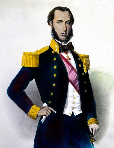 Portrett av Maximilian I (Ferdinand Maximilian Joseph, keiserprins og erkehertug av Østerrike, kongelig prins av Ungarn og Boheme), keiser av Mexico (1832-1867) Gravering fra 1800-tallet. Privat samling av Anonymous Anonymous