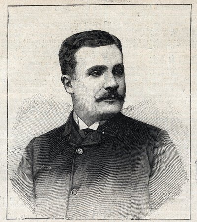 Portrett av Pierre Decourcelle, fransk forfatter (1856-1926). Gravering i "" Le Petro Parisien"" av Anonymous Anonymous