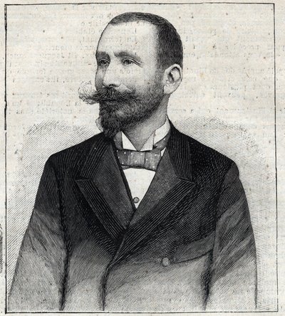 Portrett av Pierre Sales (1854? -1921?), en fransk forfatter. Gravering i "" Le Petro Parisien"" av Anonymous Anonymous