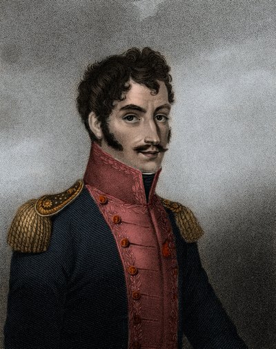 Portrett av den venezuelanske politikeren og militæren Simon Bolivar (1783-1830) president i Colombia og Peru av Anonymous Anonymous