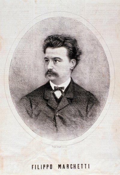 Portrett av den italienske komponisten Filippo Marchetti (1831-1902) Gravering. 1800-tallet. Milanesisk privat samling av Anonymous Anonymous