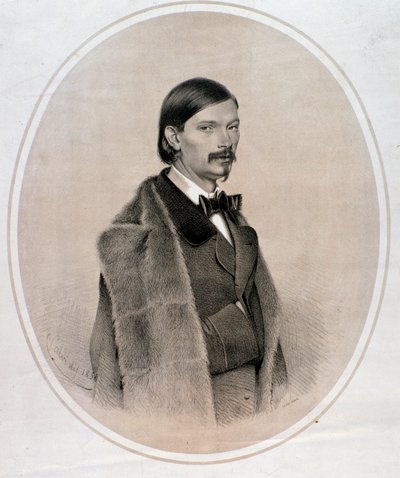 Portrett av italiensk dirigent, kontrabassmusiker og komponist Giovanni Bottesini (Tegning. 1858) av Anonymous Anonymous