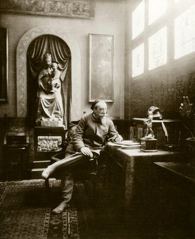 Portrett av den franske forfatteren Anatole France (1844-1924) i 1904 på kontoret hans. Privat samling av Anonymous Anonymous