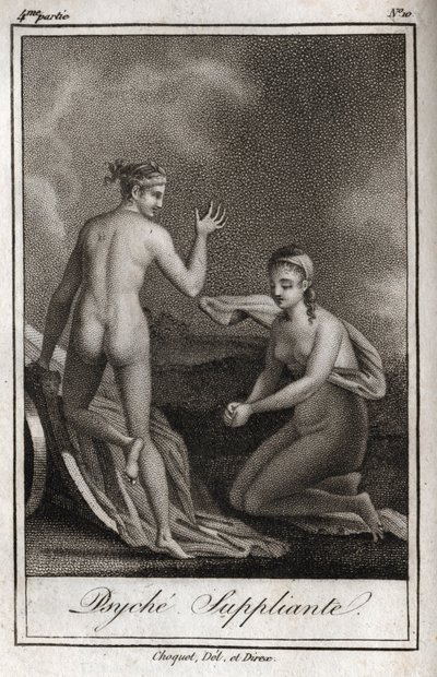 Psyche tigger. Gravering fra 1819 i «Lettres a Emilie sur la mythologie» av Charles Albert Demoustier (1760-1801). Privat samling. av Anonymous Anonymous